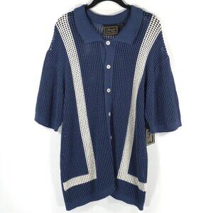 NWT Massive Luxury Edition Sweater Crochet Knit Polo Shirt Button COTTON MEDIUM
